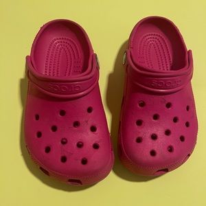 Dark pink PS Crocs- Size 1y
